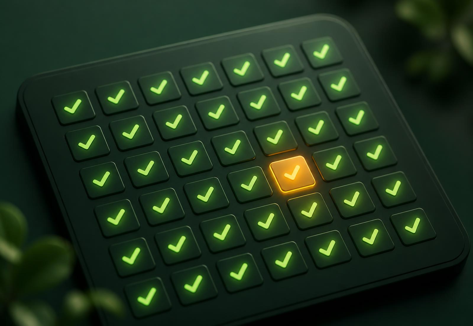 Glowing grid of completed habit check-ins